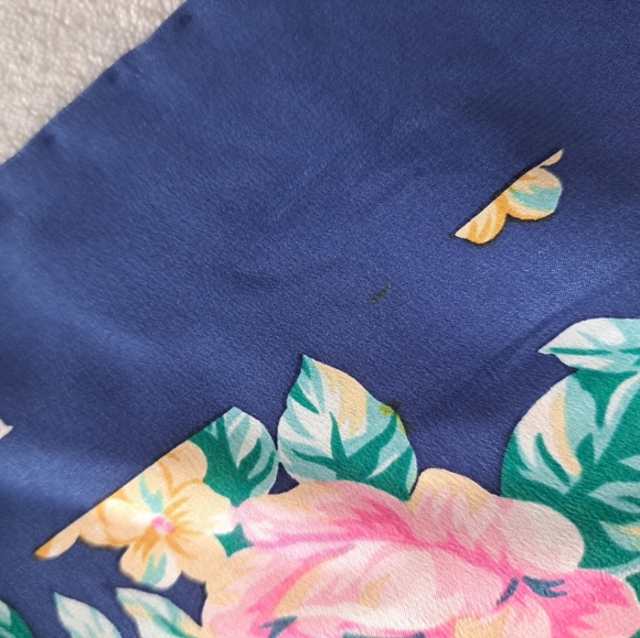 Vintage Pierre Balmain Handkerchief Neckerchief Bandana Floral Square 34"X33" - Picture 5 of 12